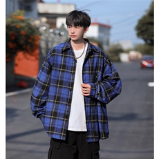 抖音新品大货格子衬衫男长袖宽松衬衣CS7225P35控58，男装衬衫，电商B413-1