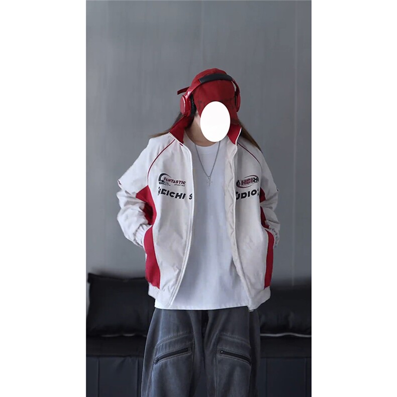 抖音视频截图只展示大货已到印花立领机车潮牌棉服77950特P85，男装棉衣，星座226-2