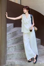 休闲风老钱风时尚套装茶服夏装套装中国风民族风宽松短袖夏季复古，女装套装/套裙，2C259