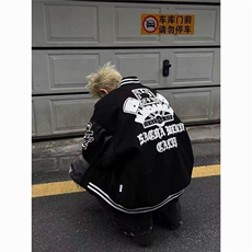 新款美式春秋复古街头棒球服男女同款情侣款潮牌夹克宽松潮外套，男装夹克，星座506A