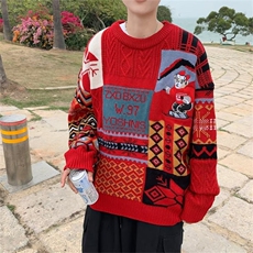 美式街头设计感圆领毛衣男慵懒风休闲针织衫GM24-P53，男装针织衫/毛衣，星座1109-3