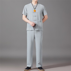 风唐装短袖衬衫男夏季中老年风中式汉服套装MJ5103T-P97，男装衬衫，星座1105-3