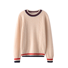 时尚儿童羊毛衫秋冬新款彩条拼色长袖圆领毛衣男女童保暖针织衫，童装儿童羊毛衫，顺友羊绒童装