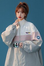 中性风秋季百搭宽松拼色立领夹克情侣外套女JK6841P65控78，男装夹克，电商A268