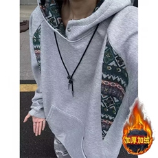 bf原宿风大码纯色卫衣男女套头秋冬季休闲韩版宽松带帽加绒帽衫潮，男装卫衣，星座506A