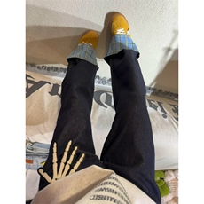 【有货】美式格子拼接卷边牛仔裤男女阔腿裤子NZ011LL-特P48，男装牛仔裤，星座1007（原301D）