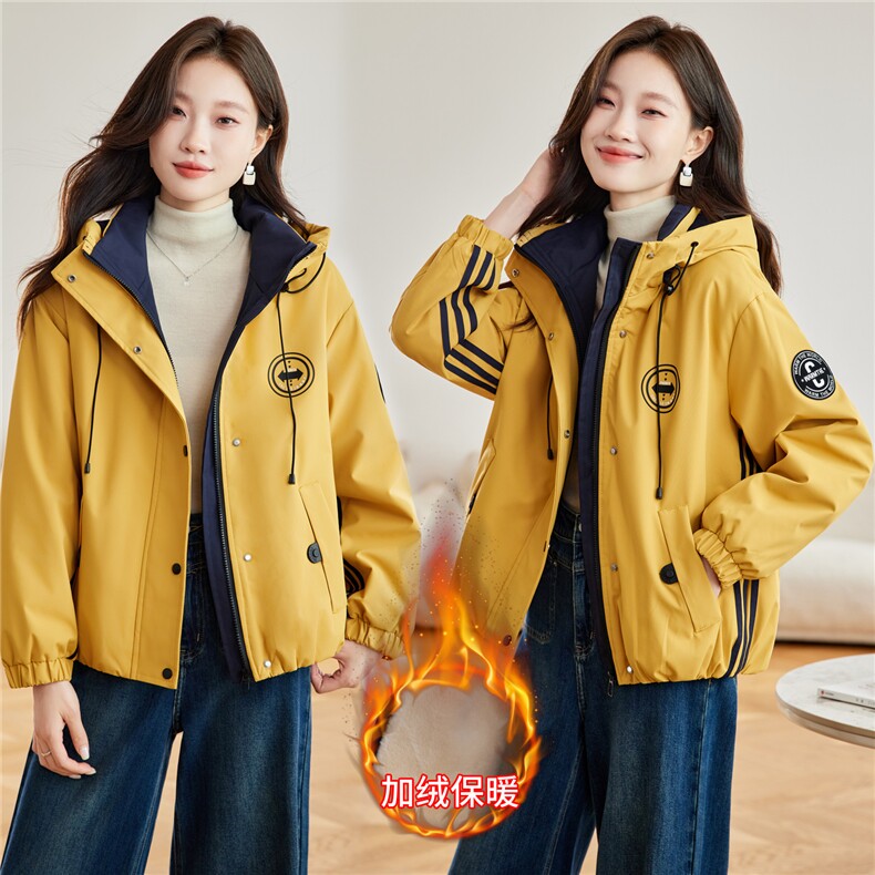 现货2025冬装新款加绒加厚休闲精品女装棉衣棉服连帽派克服,女装派克服,木子恋