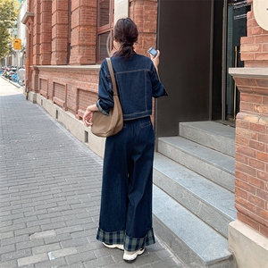 现货2025秋新款牛仔短外套+直通裤两件套8906—P1155--K218图片