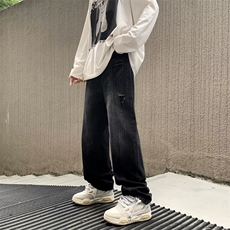 美式破洞牛仔裤男韩版潮流高街帅2024秋冬新款ins长裤RK1084-P41，男装牛仔裤，星座412-2