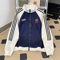 美式学院风vintage三条杠立领卫衣男女秋冬复古情侣宽松开衫外套，女装短外套，星座601-1