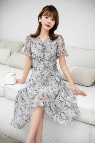 现货供应：雪纺真丝连衣裙M一XXL，女装连衣裙，拉思维加丝