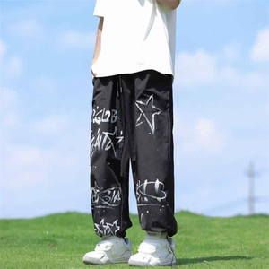 美式高街水洗印花牛仔裤男春秋款ins宽松百搭直筒裤K01160-P38图片
