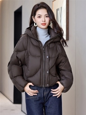 短款连帽羽绒服女2025年冬季新款小个子百搭面包服白鸭绒外套，女装羽绒服，阿舍尔精品