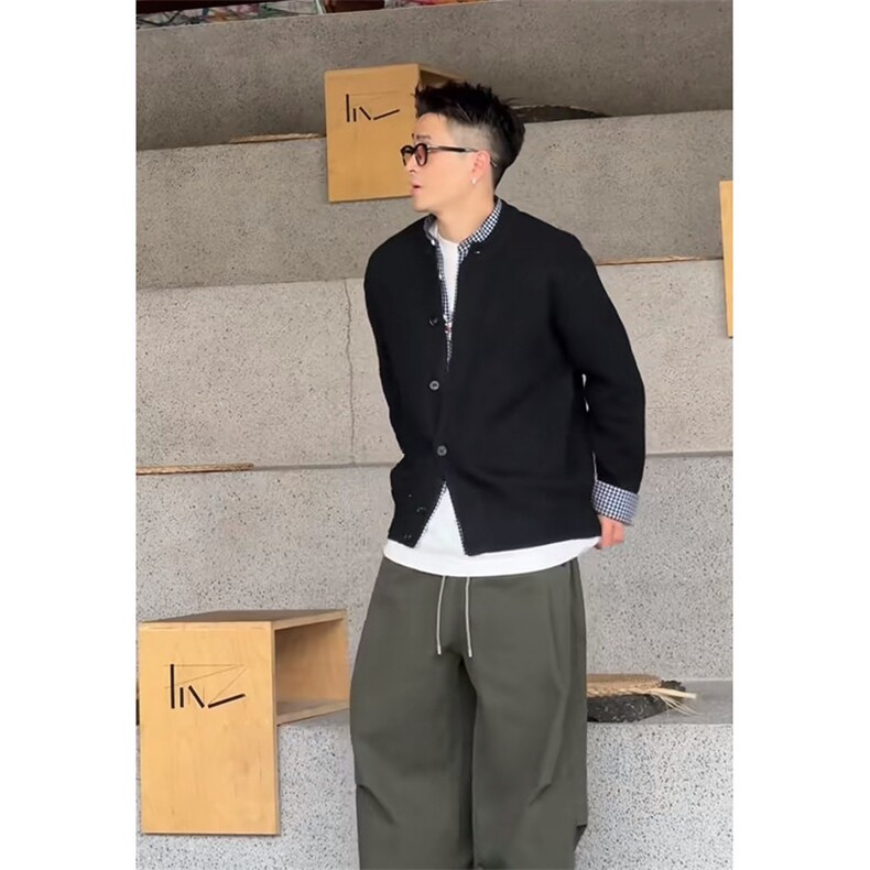 原版假两件针织衫开衫衬衫领拼接毛衣外套W6180-特P75,男装针织衫/毛衣,星座1212