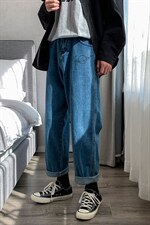 NK44238-P38直筒牛仔裤男士大码宽松九分裤男休闲长裤子男，男装休闲裤，电商A040