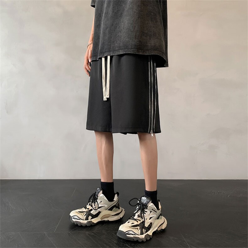 美式高街短裤男夏季潮牌侧边拉链运动五分裤XZ211-1-K2328-P45,男装牛仔裤,星座211-1