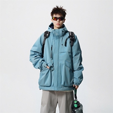 现货5W件冬季三防美式boxy解构连帽雪山冲锋衣棉衣男女棉服厚外套，男装夹克，电商A486-1