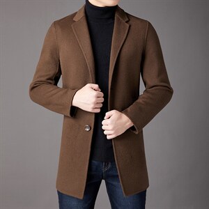 LB-K02秋冬2023年男士毛呢大衣羊毛呢子双面尼中长款风衣P345，男装毛呢大衣，电商B360