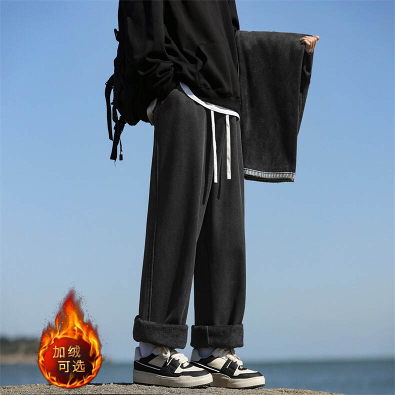 直筒简约男士加绒牛仔裤美式复古潮流垂感百搭裤子JRK823-特批-45图片