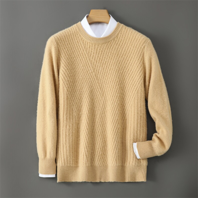 2025年秋季新款百搭男士前片席边套头羊毛衫，男装羊毛衫，嘉日羊绒