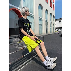 冰丝短裤男生夏季薄款直筒运动中裤青少年帅气大童休闲五分裤子潮，男装牛仔裤，星座1210-1