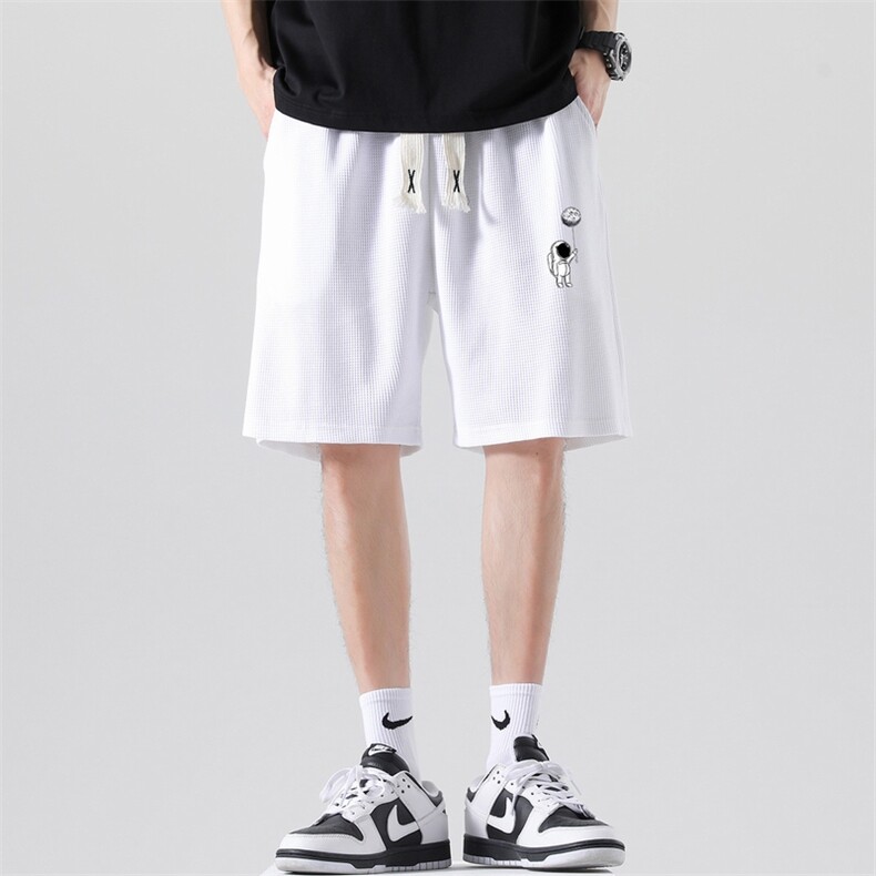 2026夏季男士华夫格短裤潮流印花五分裤宽松直筒1210-2-DK713-P15,男装牛仔裤,星座1816-2（原1210–2）