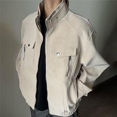 外套男春秋款美式高街pu皮棒球服高级感哈灵顿夹克，男装夹克，星座410-7