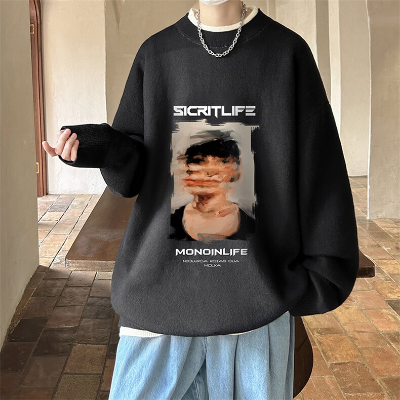 控78假两件毛衣男大码加绒针织衫男毛线衣M80213-P55加绒P70,男装针织衫/毛衣,电商A040
