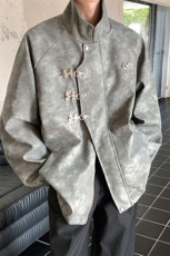 港风美式复古面料飞机扣可拆卸胸针PU皮衣夹克JK77768P105控148，男装夹克，星座227-7
