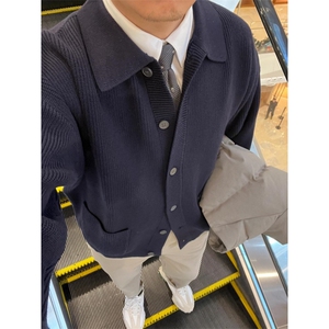 有货毛衣开衫外套男秋冬潮牌慵懒风高级氛围感针织衫LM3399-P70,短袖短外套搭配梨形身材图片