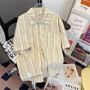 高品质夏款男短袖衬衫条纹宽松短袖衬衣CS121 P45图片