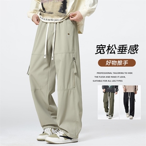 新款美式高街工装裤男款春季户外宽松抽绳阔腿休闲 A436-2557-P55图片