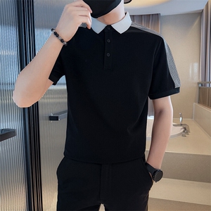 2025夏季数据款新款短袖T恤千鸟格织带设计翻领Polo衫B9713-P48图片