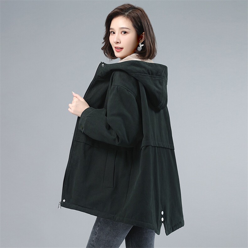 时尚女装派克服加厚保暖外套冬季新款宽松显瘦连帽棉服上衣,女装派克服,韩派