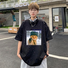 可48小时发货支持抖音得物来样二开美式满天星亮片短袖T恤MTX669，男装T恤，电商A486