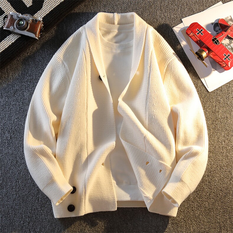 25887-特P60秋季时尚V领毛衣开衫男针织衫潮牌不规则夹克外套，男装针织衫/毛衣，电商D310B