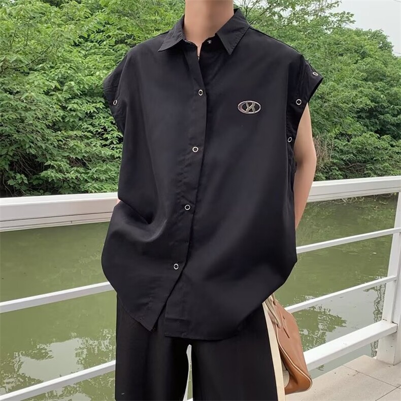 2024夏季新款金属标衬衣短袖男女设计师款高级感潮牌上衣-C0335,男装衬衫,星座601-2