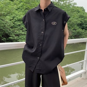 2024夏季新款金属标衬衣短袖男女设计师款高级感潮牌上衣-C0335图片