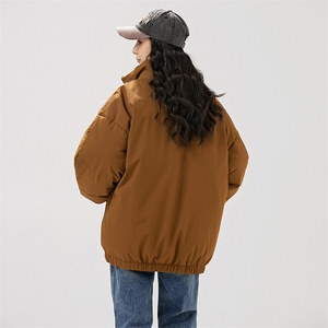 现货冬季美式休闲加厚雪山外套夹克立领纯色三防户外工装棉服