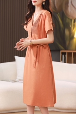 衬衫连衣裙女2025夏新款高级感气质收腰显瘦休闲减龄短袖职业长裙，女装连衣裙，靓衣阁