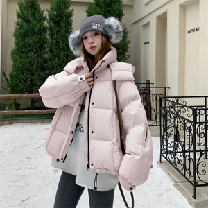 现货新款东大门加厚保暖羽绒服百搭连帽面包服女装外套图片