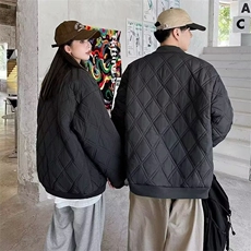 BOYUE帛跃冬季cityboy绣标菱形格棉服青少年男潮棒球棉衣m75p68，男装棉衣，电商D315
