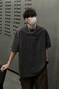 港风钢印字母潮短袖T恤男DT77775P25块特价控48：供抖音视频图片