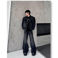 褶皱休闲裤裤脚纽扣休闲显瘦时尚宽松透气夏季新款2025长裤，男装休闲裤，星座506A