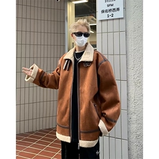 F79-P92秋冬季麂皮绒工装棉衣男款高街潮牌ins羊羔毛加厚棉服，男装棉衣，星座512-6