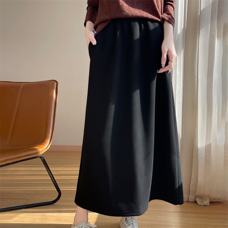 春夏款包臀A字裙高腰显瘦百搭醋酸羊毛半身裙女小个子带兜裙薄款，女装半身裙，朝贺羊绒