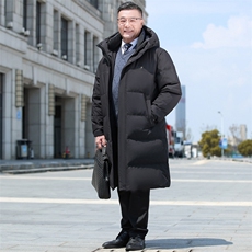 中老年爸爸装锁温背带中长款90%鹅绒服连帽外套H86-P310488元，男装羽绒服，星座1210B