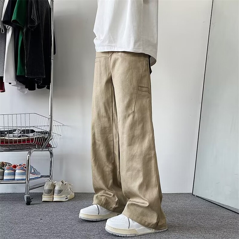 工装水洗阔腿裤潮春季新款伐木裤直筒宽松休闲裤子男潮KM966,男装休闲裤,星座1116A-1（原606A）