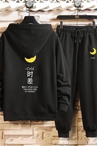 TK6047-P85 开衫连帽卫衣套装男运动套装两件套 砖墙挂拍图片