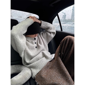 1506-1/GM2970/P49慵懒风cleanfit酷飒覆古针织衫外套图片